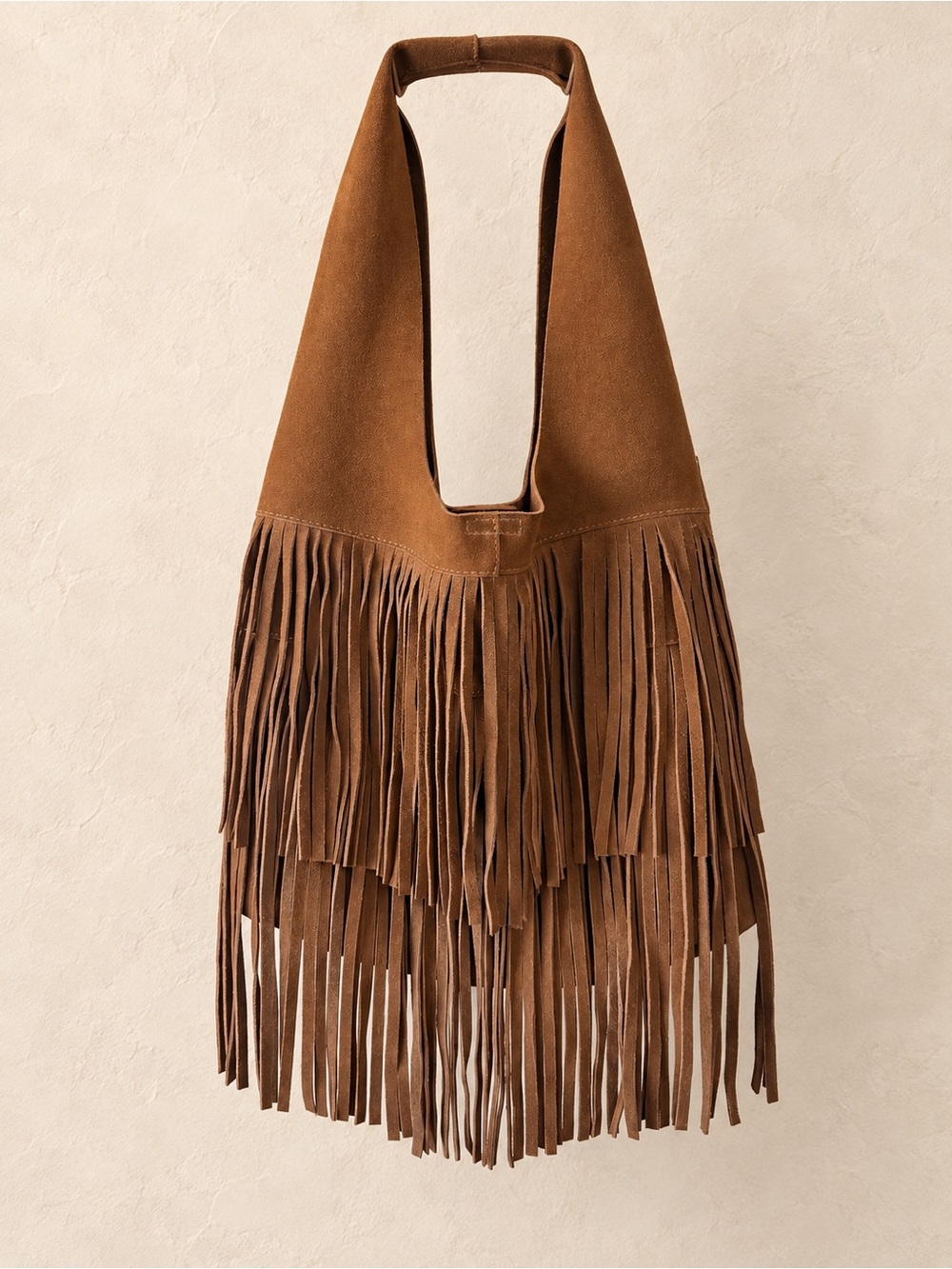 Altar’d State Millie Genuine Suede Fringe Tote Bag Brown Boho